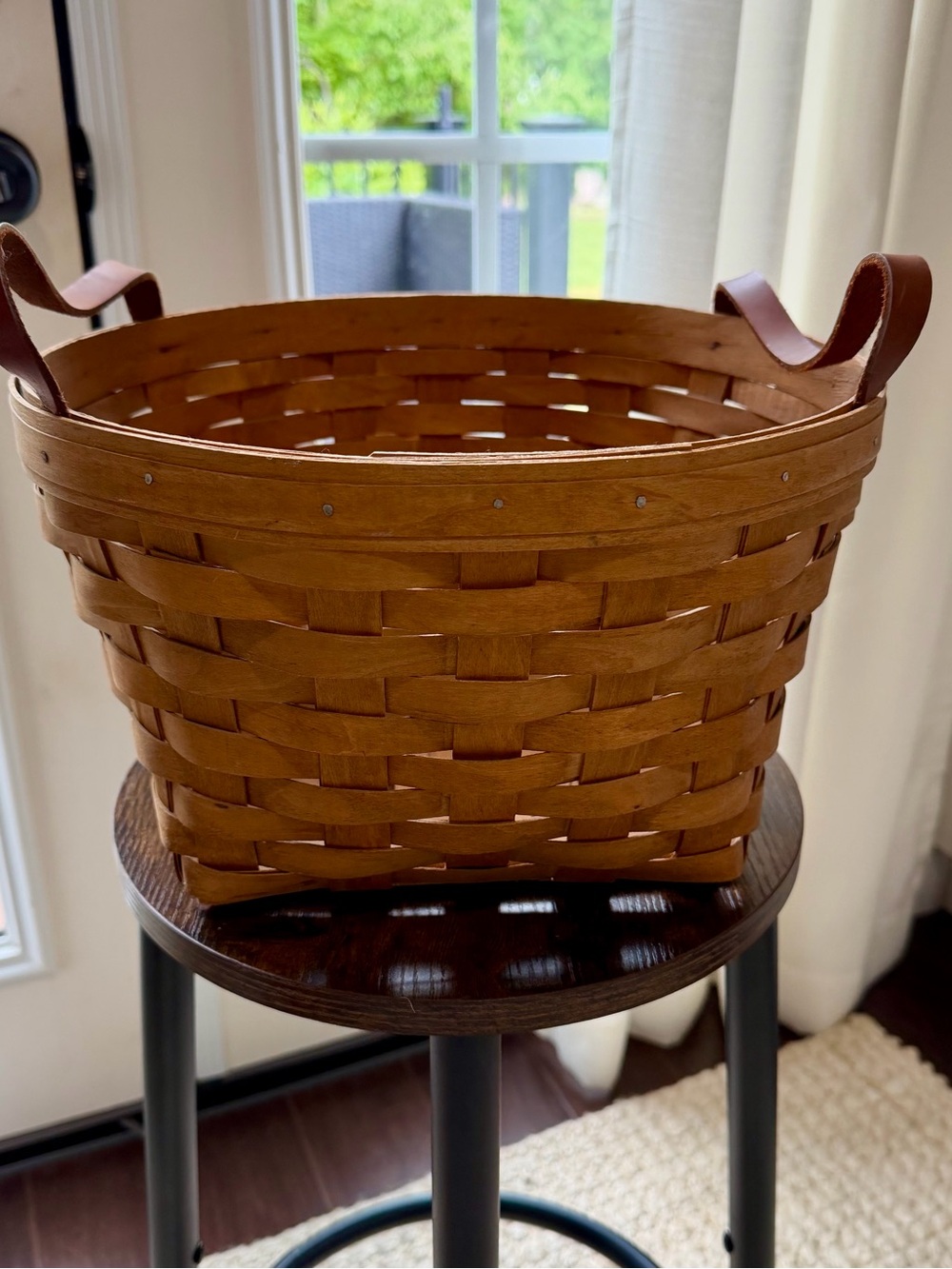 Workshop of Gerald Henn vintage 1997 Basket with Leather Handles